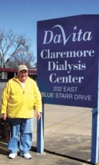 Tom Fossa stands outside of DaVita Dialysis in Claremore, where he not only receives treatment for kidney failure three days a week, but also serves as the facilities network patient representative.