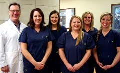 The White Cosmetic and Family Dentistry staff includes (L to R): Dr. Steven White, Lonna White, Jessica Klassen, Tara Coble, Tracey Mulkey and Jessica Shaw.