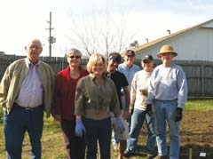 (L to R): Hugh and Juanita Zimmerman of Arms Around BA; Malissa Spacek, founder of BA Med Spa &amp; Weight Loss Center; Samm Spacek, community garden project ­manager; Britt Radford, volunteer; Kirby Jarolim, volunteer; and ­Marwin Kemp, volunteer. (Not pictured: BA Med Spa &amp; Weight Loss Center volunteers Meg Sutherland, marketing director; Melody Spacek, patient care coordinator; and James Cole, office manager).