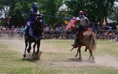 Sir Thomas and Sir Richard joust in the Tournament Arena.