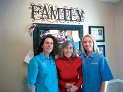 (L to R): Dr. Gena Guerriero, Wanda and Dr. Jenny Nobles of Family Animal Medicine.