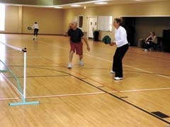 Players at LIFE’s Senior Center at Southminster Presbyterian Church enjoy a spirited game of pickleball for exercise, mental stimulation and social interaction.
