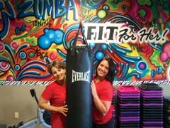 Adana and Kayla in Fit For Her’s state-of-the-art fitness class studio.