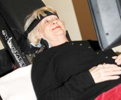 A patient at Spinal ­Decompression Zone during a session on the SpineMED® ­decompression system.