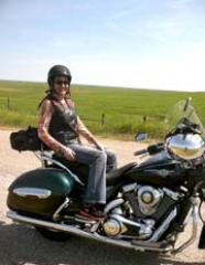 Knowing her money is well-protected, Denise Meyer takes a breather during a recent trip.