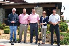 Steaks and Sticks Golf Tournament committee members are ready for the 10th annual event to benefit Rogers County youth on June 21. (L to R): Dave Bethea, Herb ­McSpadden, Sean Cox, Delayna Trease and Bret McGuire. Not pictured: Carolyn Swopes.