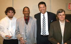 Goodwill’s 2011 award winners included Brian Faust, Samuel Littles, and Jonathan Shacklett, shown with KTUL evening news anchor Mark Bradshaw (second from right).