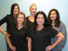 The staff of Face2Facial Med Spa: Dustine Minter, Carol Obryan, Toni Lawley, Lindsey Fisher,  Lincoln Williams.