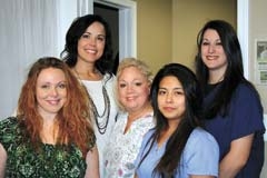 The Grassroots Medical Staff: (L to R) Melita Tate, M.D.; 
Kelly Compton , A.P.R.N.; Mikie Postrach, M.A.; Yomya Campos, M.A. and Aimee Hopkins, M.A.; Katie Brooks (not pictured)