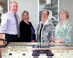 Thomas Stoltzner, Peggy Shield, Peggy Hillhouse and Karen Taylor of Moody’s Jewelry.
