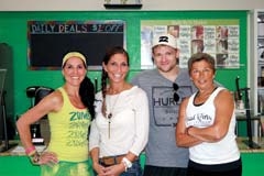 Join the fun of losing weight and feeling great. (L to R):
Ariane Betancourt, Zumba instructor and Ivy Greathouse, owner, along with Aaron, personal assistant, and customer Rita.