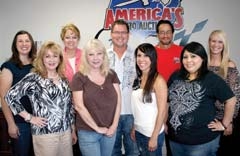 The staff of America’s Auto Auction (L to R): Afton Nordean, Judy Rumple, Gail White, Kathy Oliver, Monte Freeman, Summer Sanchez, Andrew Barnett, Christina Hinojosa and Sarah Lambeth.