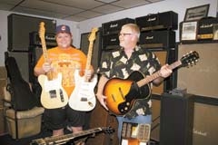 Jake and Larry Shaeffer, “pickers” of vintage guitars and equipment, with some of their ­favorites from an outstanding collection ­representing the 1930s through the ’60s.