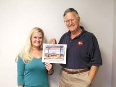 Brandi Davidson, local MS chapter communications manager, and Mike Lang, charter Regatta supporter, welcome sponsors to this year’s two big events.