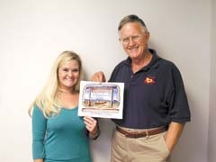 Brandi Davidson, local MS chapter communications manager, and Mike Lang, charter Regatta supporter, welcome sponsors to this year’s two big events.