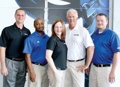 South Pointe Chevrolet’s service team includes (L to R): Parts and Service Director Ben Perry and Service Advisors Mike Renner, Rebecca Speck, Randy Brooks, and David Petzet.