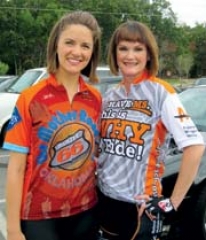 Guest celebrity rider Kristin Dickerson, co-anchor of ­Tulsa’s Channel 8 evening news, and Mary Benes, spokesperson for the National Multiple Sclerosis Society, have been ­training for the 2012 Bike MS Ride.