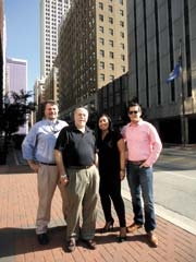 (L to R): Paul White and Tripp Haggard of the Oklahoma Championship Steak Cook-off, TYPros Executive Director Shagah Zakerion, and TYPros volunteer Nick Karlovich.