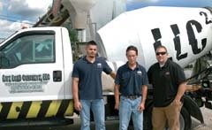 (L to R): Kyle Huntley; Dana Huntley, owner, Lite Load ­Concrete; and Darren McElhaney.