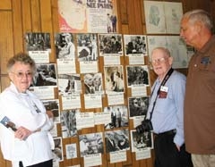 Martin Howard (right), one of several men graduates of Will Rogers Memorial Museum Roper (docent) training, welcomes Elsie and Al Smith of Martin, Tenn., to the Claremore museum. The Smiths, enroute to Lawton for their grandson’s military graduation, spent the night in Claremore especially to visit the Memorial Museum. They also made a stop at the Will Rogers Birthplace Ranch. Docents welcome visitors and are available to answer ­questions about exhibits and Will Rogers.