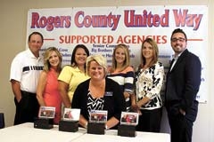 Board members (L to R): Ryan Neely, Neely Financial Services; 
Catherine Woldridge, executive director, Rogers County United Way; Amber Brassfield, City of Claremore; Julie Adams Simmons, drive chair, BancFirst; Delayna Trease, Summit Physical Therapy; Christi Shires, drive chair-elect, Grand Bank; Daniel Maragoni, Rogers State University. (Not pictured: Dwight Nadal, consultant, board president;
Cherri Pilkington, Baker Hughes, Inc., board vice president; Brad Ward, RCB Bank, board secretary-treasurer; Matthew Babbitt, Baker Hughes, Inc.; Stan Brown, City of Claremore; Richard Willhour III, RCB Bank, Inola; Travis Wilson, Grand Bank; and Brandy Rowe, Baker Hughes, Inc.)
