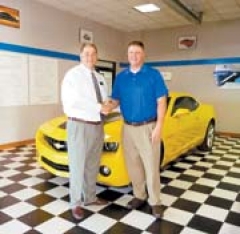 General Manager Tim Kirk welcomes new Service Manager Doug Bray to Suburban Chevrolet.