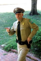 David Brace reprises his role as Police Officer Harold in the dinner theatre whodunit “Life With Father.”