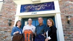 Mary Waller, Jim Langdon, Dick Clark and Frances Bevel gather at The French Hen for Restaurant Week 2010. 
The French Hen is participating again in this year’s Restaurant Week to support the food bank’s Food for Kids backpack program.