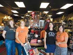 The friendly Surceé girls can help you pick out the ­perfect game day gear for OU, OSU, Owasso and more. (L to R): Susan Hanchette, Kristen Pallett, Yvonne Dozier and Cathy Haney.