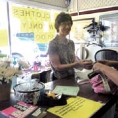 Lola Cain volunteers at Thrift Harbor.