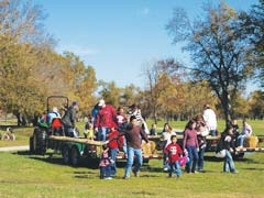 Kids and adults alike will enjoy the hayride at Owasso’s Harvest Festival.