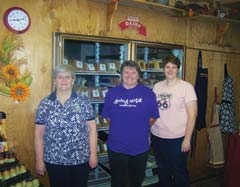 Hazel, Carmen and Leslie at the Nut House.