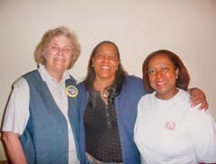 Arts &amp; Crafts Benefit Bazaar co-chair Nancy Stanley, crafter Debra Jackson, and co-chair and Alpha Rho Chapter President Linda Jones.