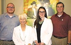 The American Heritage Bank management team at 71st and Highway 75 in Tulsa includes: 
(L to R) Casey Ballard, Barbara Pinkston, Vice President/Branch Manager Elizabeth Berry and Brian Talkington.