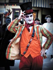 The Mad Hatter entertains the crowd at The Castle’s Halloween Festival.