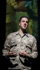 Zach Kenney in “Letters Home,” a play that brings to life actual letters written by soldiers currently serving in the wars in Afghanistan and Iraq.