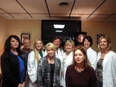 (L to R): Christine Good, Laser Technician; James Cole, Director of Patient Services; Melody Spacek, Certified Injector; 
Terri McAuliff, Ultherapist; Dr. James Campbell; Malissa Spacek, Founder; Meg Sutherland, Marketing Director; Amy Golden, BSN; and Monica Stubblefield, RN.