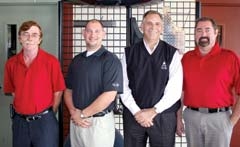 Representing the new Bob Moore Chrysler Dodge Jeep Ram of Tulsa are (L to R): 
Service Advisors Fermon Hansel and Anthony Vendetti, General Manager Ken Wilkins, and Fixed Operations Director Donnie Pelkey. (Service Advisor Joe Baker not pictured.)