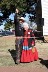 Doris “Coke” Meyer, Will Rogers’s great-niece, with Kowboy Kal, world champion trick roper, who will perform for the Will Rogers Birthplace Ranch birthday party on November 4.