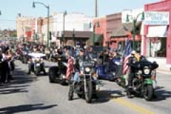 Veterans on motorcycles join in each year to celebrate Veterans Day during Claremore’s annual parade, which is the second largest in northeastern Oklahoma.