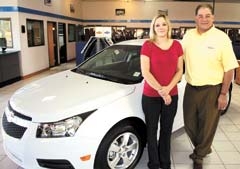 General Manager Tim Kirk welcomes new Parts Manager Toni Charleville to Suburban Chevrolet of Claremore.