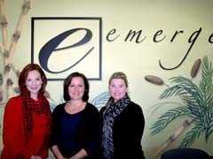 Kelley Tompkins, Emerge owner and director, Belinda Stewart, R.N., medical manager, and Taryn Schell, spa manager.