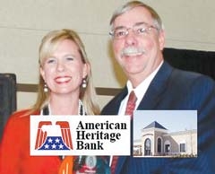 At the 2010 Annual Awards Banquet and Silent Auction, a highlight of the evening was the 2009 Business of the Year Award, which was awarded to American Heritage Bank. Pictured: Tammy Fleak and Lin Herod.