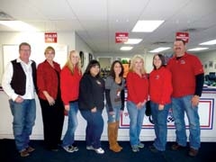 The staff of America’s Auto Auction (L to R): Monte Freeman, Gail White, Sarah Lambeth, Christina Hirojosa, Summer Sanchez, Cathy Oliver, Afton Nordean and Ronnie Gilman.